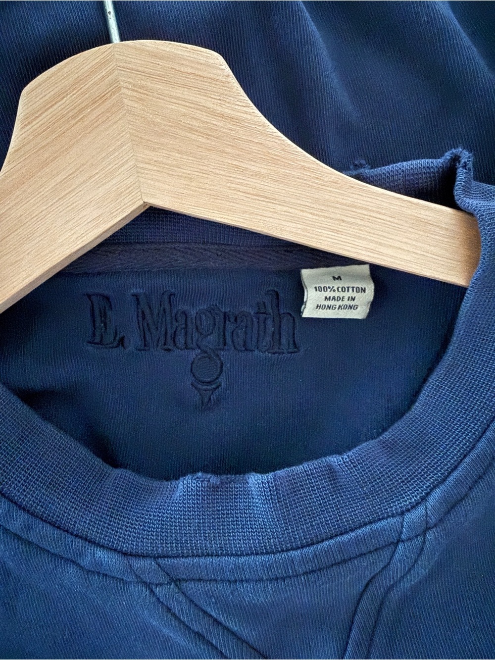 E. Magrath Navy Cotton Crewneck Sweatshirt - Embroidered Logo